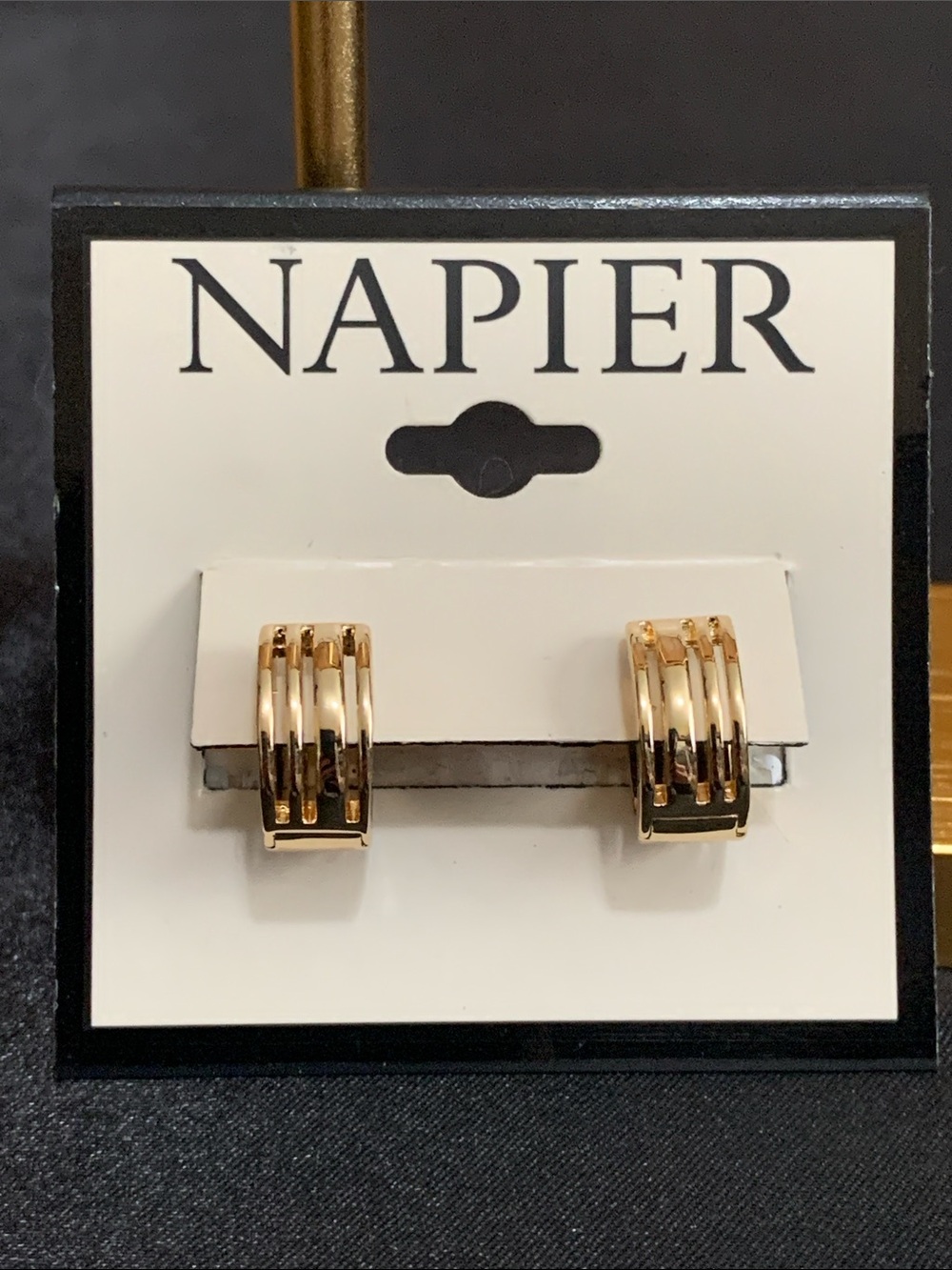 NWT Napier gold tone cut out hoop earrings